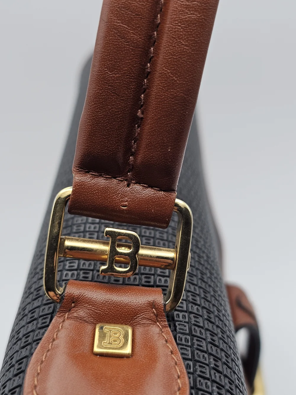 Vintage Bally monogram top-handle satchel/briefcase bag